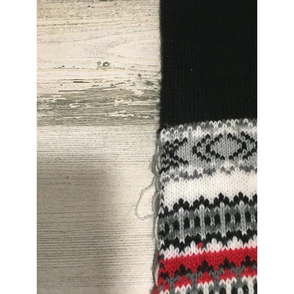 Black red white abstract designed with sequins scarf with fringe